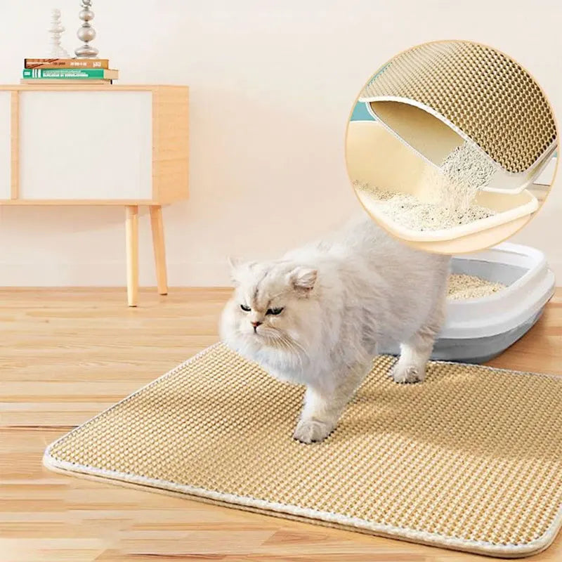 Alfombrilla para Arena de Gato Doble Capa – Atrapa Arena, Impermeable y Antideslizante | Fácil Limpieza