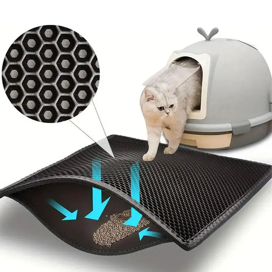 Alfombrilla para Arena de Gato Doble Capa – Atrapa Arena, Impermeable y Antideslizante | Fácil Limpieza