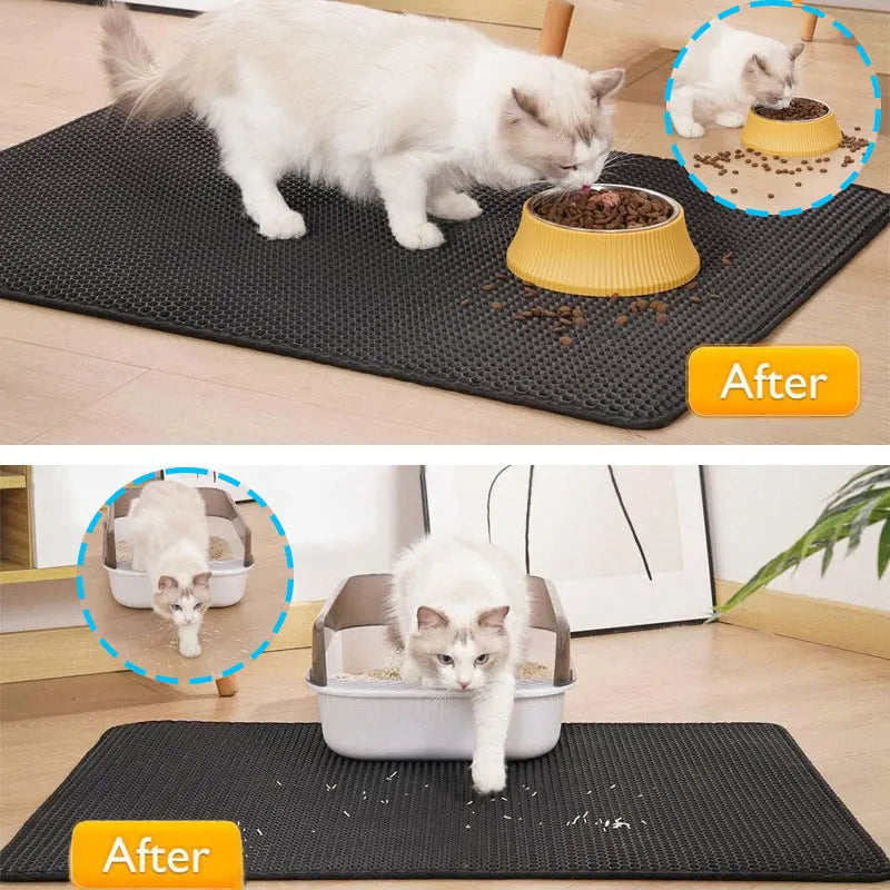 Alfombrilla para Arena de Gato Doble Capa – Atrapa Arena, Impermeable y Antideslizante | Fácil Limpieza