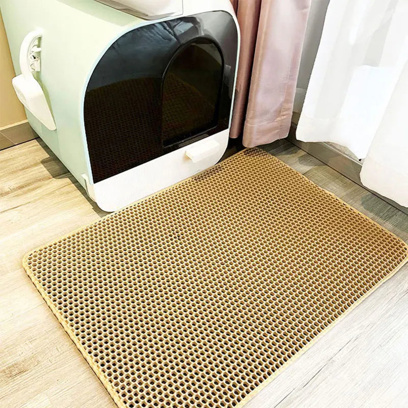 Alfombrilla para Arena de Gato Doble Capa – Atrapa Arena, Impermeable y Antideslizante | Fácil Limpieza