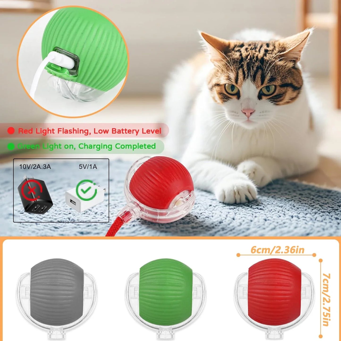 Pelota Inteligente para Gatos – Juguete Automático con Movimiento, Sonido y Sensor
