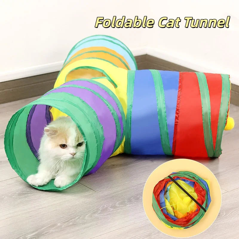 Túnel Plegable para Gatos Interactivo – Juguete Antiestrés y de Entrenamiento para Gatos y Gatitos