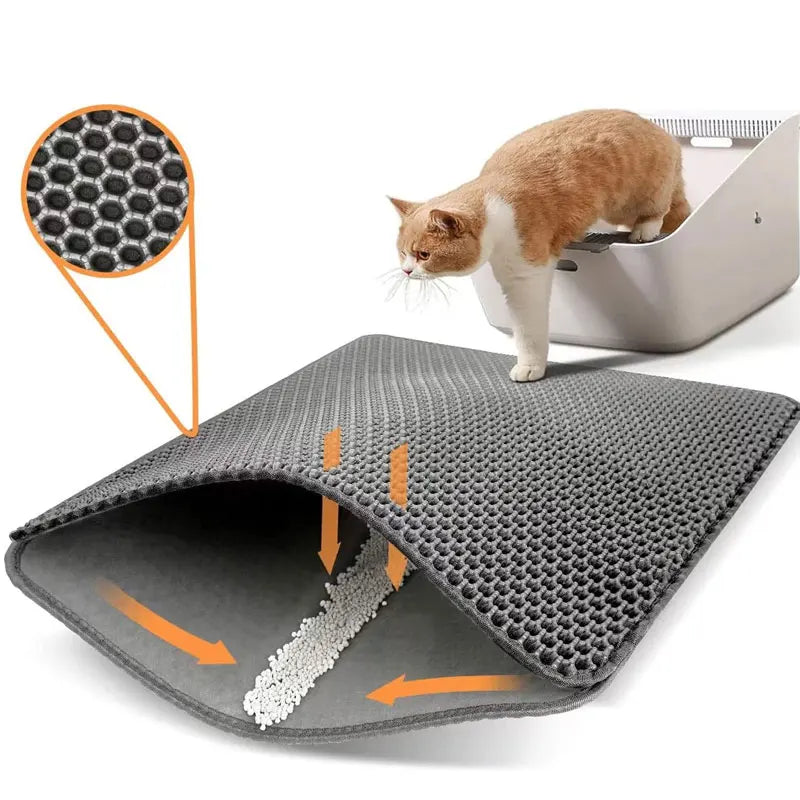 Alfombrilla para Arena de Gato Doble Capa – Atrapa Arena, Impermeable y Antideslizante | Fácil Limpieza